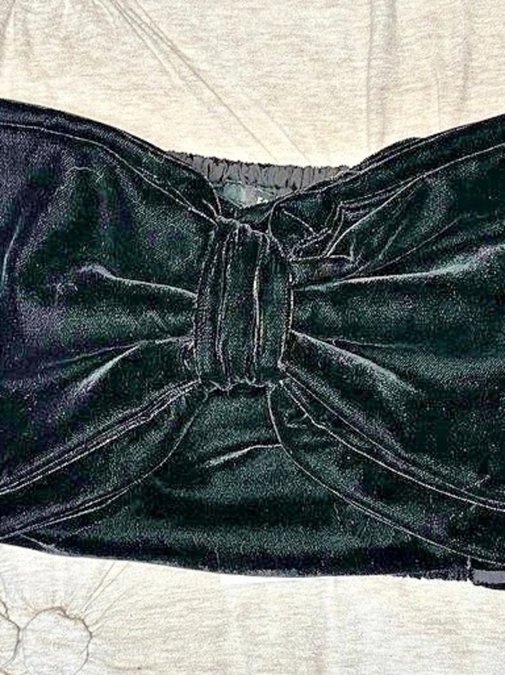 FOREVER 21 Velvet Bow Tube Top Black Large